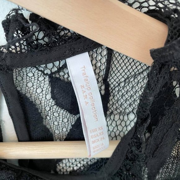 Zara Trafaluc Collection lace embroidery top Black - Picture 3 of 3